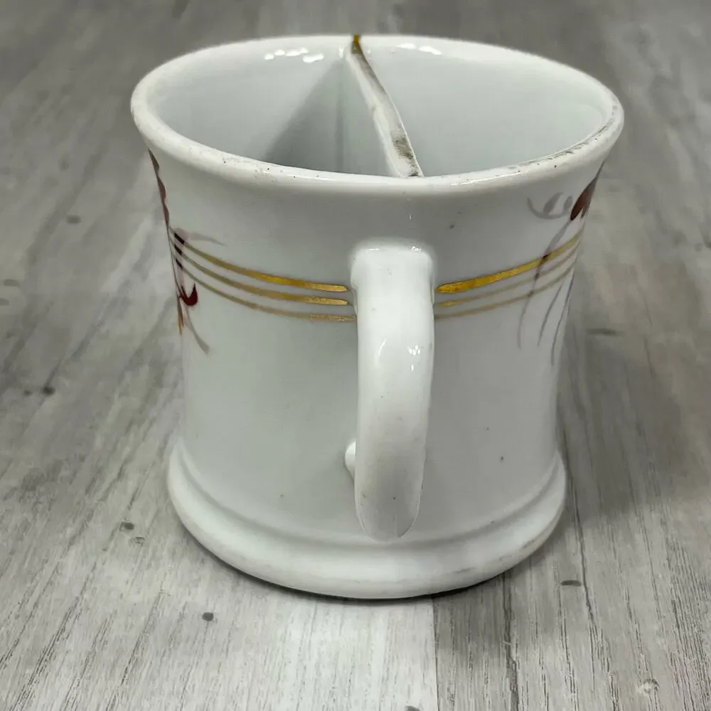 Antique Excelsior Hand Painted Porcelain Oak Leaf Acorn Shaving Scuttle Mug